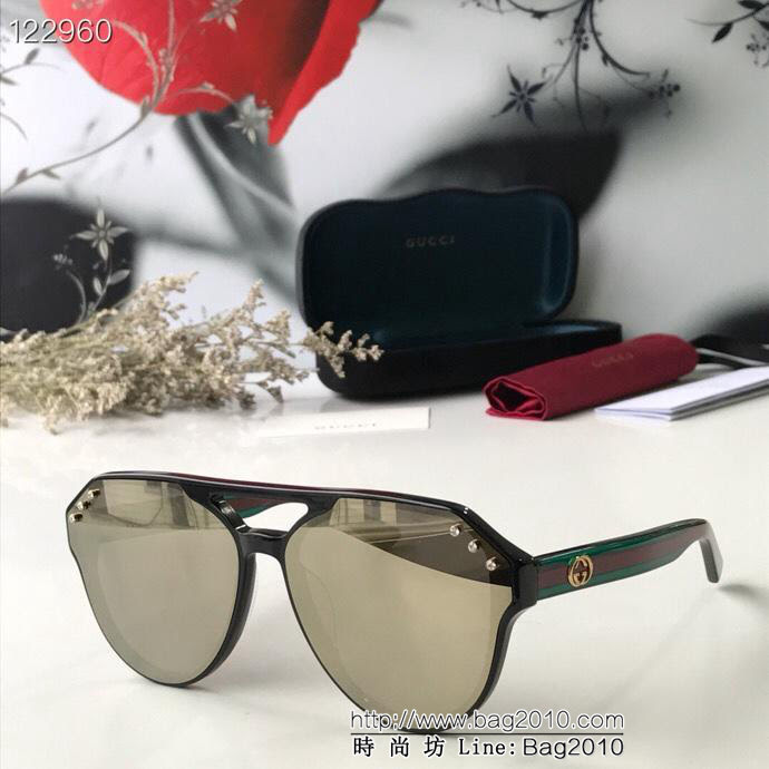 GUCCI古馳 GG0298 新款經典三色鏡腿 搭配小細鑽 奢華時尚百搭款 太陽鏡  lly1283